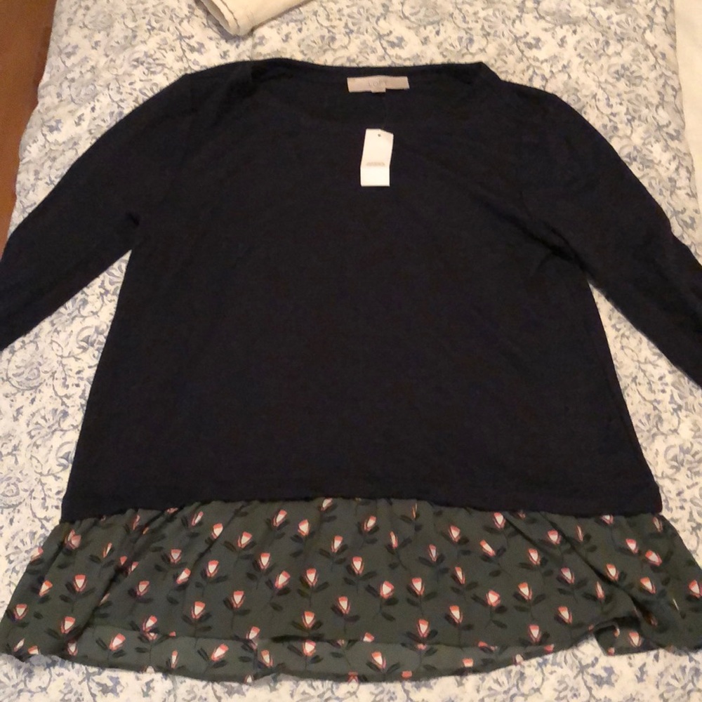 Loft Long sleeve top with floral bottom
